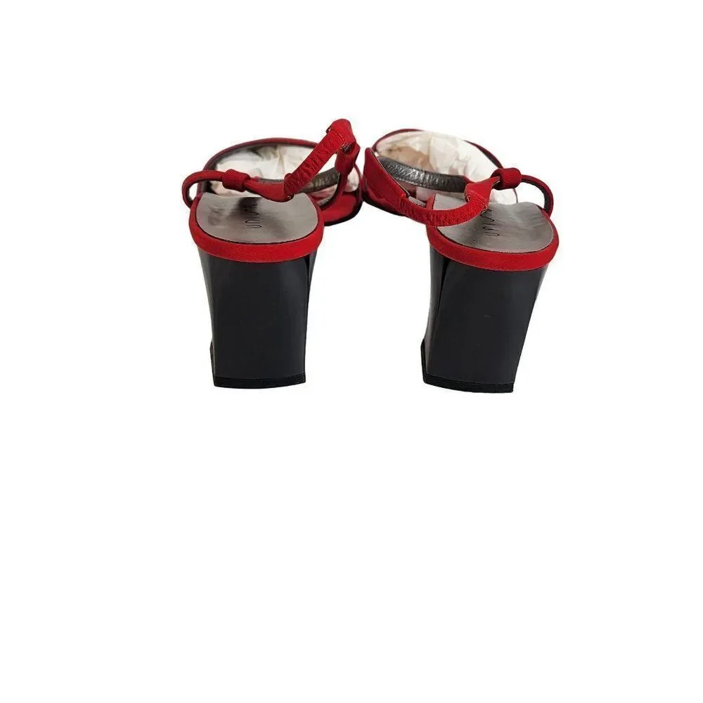 Unisa Red Strappy Size 8B Block Heel Sandals, NEW, Vintage